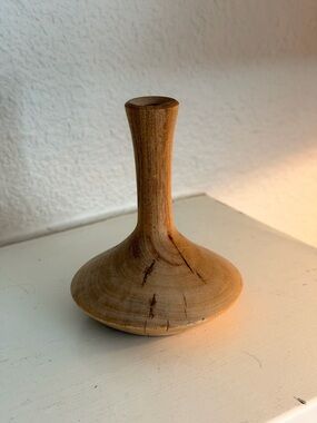 Hand Turned Wood Candlestick Holder Rustic Minimalist Natural Wood